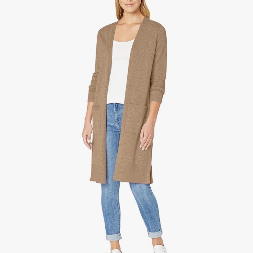 Amazon Essentials Women's Brown Open Front Cardigan